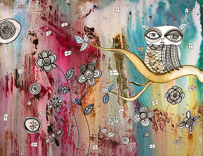 Surrealism Mixed Media Rights Managed Images - Surreal Owl I Royalty-Free Image by Cristine Cambrea