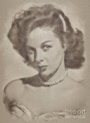 Musicians Drawings Rights Managed Images - Susan Hayward, Actress Royalty-Free Image by Esoterica Art Agency