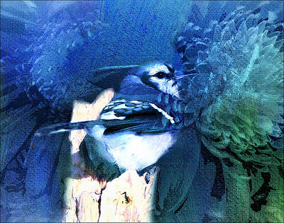 Birds Mixed Media - Sweet Blue Bird by Georgiana Romanovna