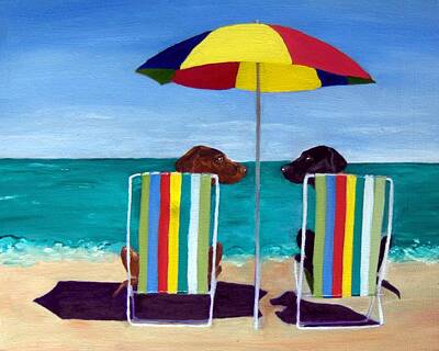 Beach Paintings - Swim by Roger Wedegis
