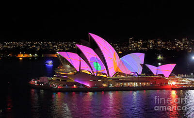 Light Abstractions - Sydney Opera House pink with splashes of colour by Leah-Anne Thompson