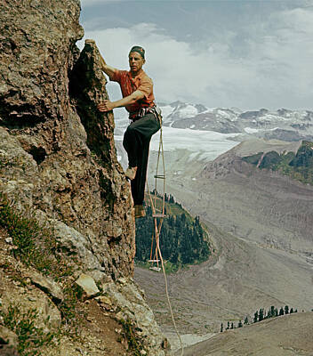 Mountain Photos - T-902901 Fred Beckey Climbing by Ed Cooper Photography