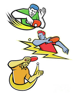 Athletes Digital Art - Table Tennis Sports Mascot Collection by Aloysius Patrimonio