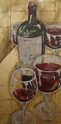 Wine Mixed Media - Tailgate Party I by Maria Boudreaux