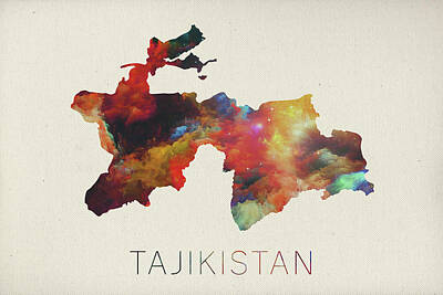 Rabbit Marcus The Great - Tajikistan Watercolor Map by Design Turnpike