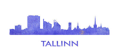Wine Down - Tallinn city purple skyline by Vyacheslav Isaev
