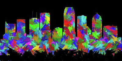 Abstract Skyline Digital Art - Tampa Skyline Silhouette Abstract II by Ricky Barnard