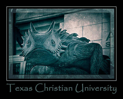 Athletes Royalty-Free and Rights-Managed Images - TCU Horned Frog Poster Cobalt by Joan Carroll