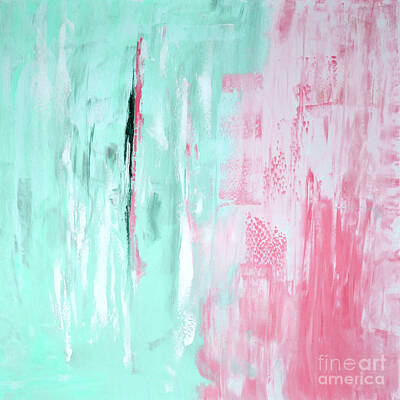 Target Threshold Photography Royalty Free Images - Teal Pink Abstract Painting Royalty-Free Image by Edit Voros