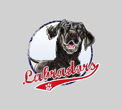 Sports Drawings Royalty Free Images - Team Black Lab Royalty-Free Image by John LaFree