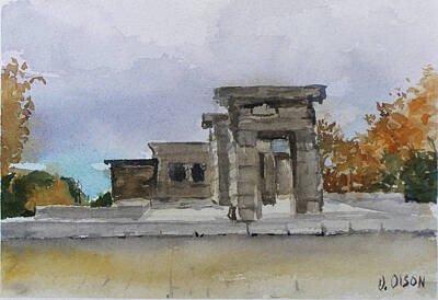 Cities Paintings - Templo de Debod Madrid Spain 2014 by Victoria de los Angeles Olson