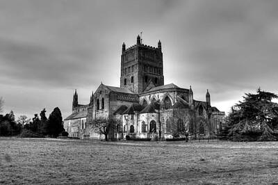Bath Time - Tewkesbury Abbey in BW by Peggy Cooper-Berger