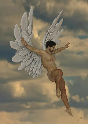 Nudes Digital Art - The archangel Uriel by Joaquin Abella