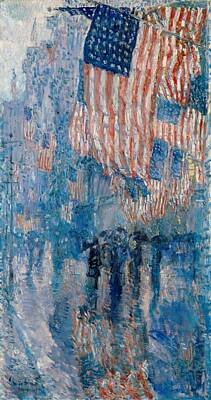 Impressionism Painting Royalty Free Images - The Avenue in the Rain - 1917 Royalty-Free Image by Eric Glaser