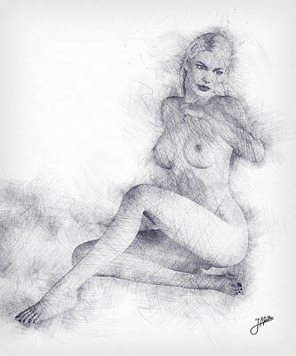 Nudes Digital Art - The beautiful Dora by Joaquin Abella
