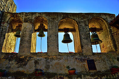 Abstract Ink Paintings In Color - The Bells at Mission San Juan Capistrano by Tommy Anderson