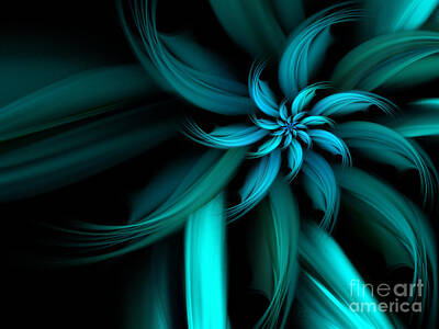 Abstract Flowers Digital Art - The Blue Dahlia Reprise by John Edwards