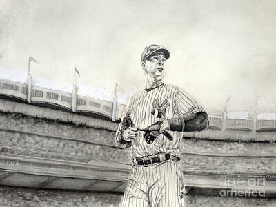 Best Sellers - Baseball Drawings - The Captain - Derek Jeter by Chris Volpe