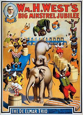 Animals Paintings - The De Elmar Trio, vaudeville poster, 1900 by Vincent Monozlay