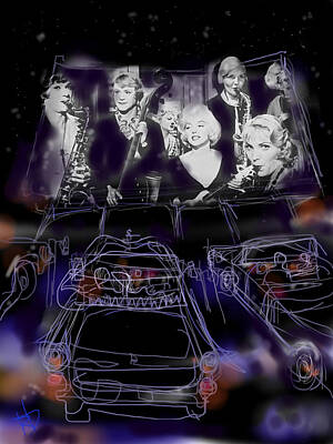 Actors Digital Art - The Drive In by Russell Pierce