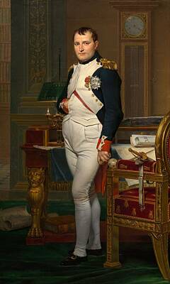 In Flight - The Emperor Napoleon in His Study at the Tuileries  by Jacques Louis David by Jacques Louis David