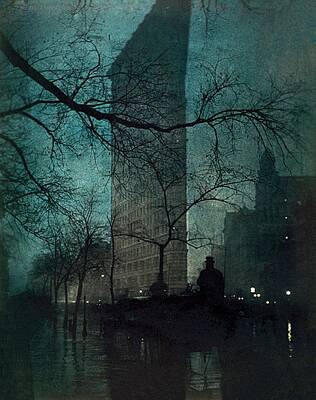 City Scenes Paintings - The Flatiron Building by Edward Steichen