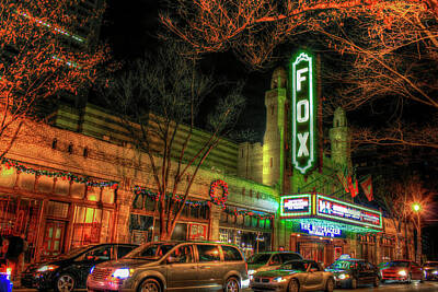 Southwest Landscape Paintings - Atlanta GA The FOX Theater Night Lights Fox Theatre Historic District Architectural Art by Reid Callaway