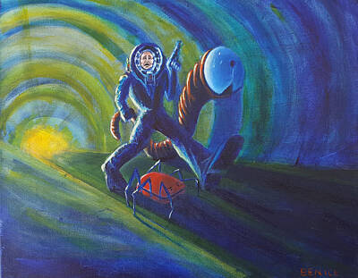 Science Fiction Paintings - The Getaway by Chris Benice