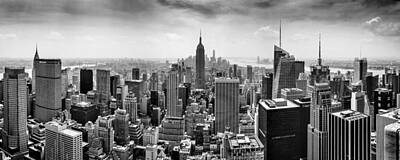 State Pop Art - New York City Skyline BW by Az Jackson
