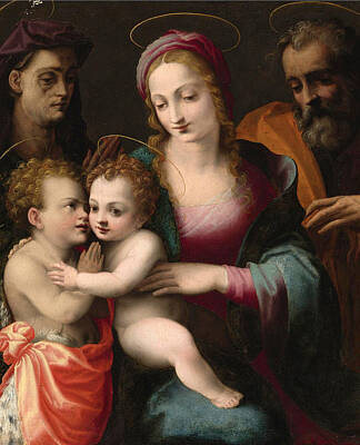  Painting - The Holy Family With The Young Saint John The Baptist And Saint Elizabeth by Francesco del Brina