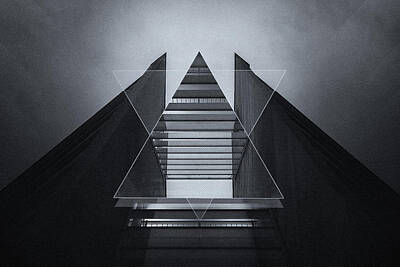 Zen Rocks Rights Managed Images - The Hotel experimental futuristic architecture photo art in modern black and white Royalty-Free Image by Philipp Rietz