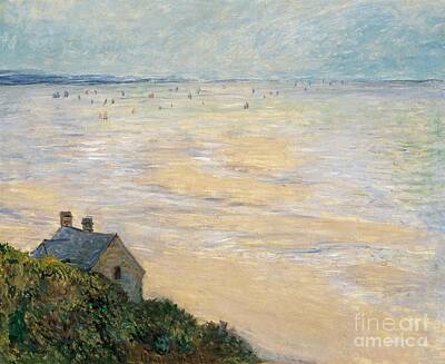 Modern Man Air Travel - The Hut At Trouville Low Tide by Monet