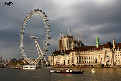 London Skyline Photos - The London Eye From Westminster Bridge  by Aidan Moran