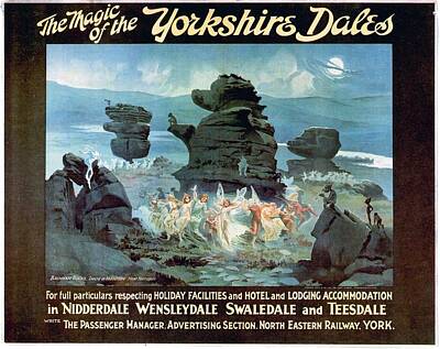 Fantasy Mixed Media - The Magic of the Yorkshire Dales - North Eastern Railway - Retro travel Poster - Vintage Poster by Studio Grafiikka