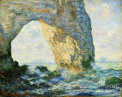 Modern Man Mid Century Modern - The Manneport Rock West Of Etretat by Monet