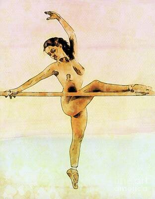 Nudes Digital Art - The Naked Ballerina by Mary Bassett by Esoterica Art Agency