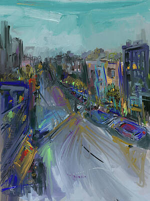 City Scenes Mixed Media - The neighborhood by Russell Pierce