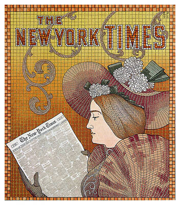 Cities Mixed Media Royalty Free Images - The New York Times - Magazine Cover - Vintage Art Nouveau Poster Royalty-Free Image by Studio Grafiikka