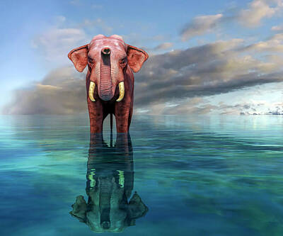 Surrealism Digital Art Rights Managed Images - The Pink Elephant Royalty-Free Image by Betsy Knapp