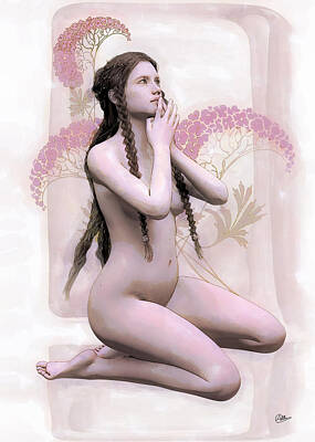 Nudes Digital Art - The Pink Nymph  by Quim Abella