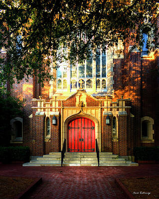 Fall Animals - The Red Door St Lukes Episcopal Church Atlanta Georgia Architectural Art by Reid Callaway