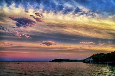 Longhorn Paintings - The sky after sunset North Shore MA by Lilia S