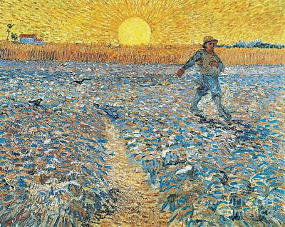 Sunflowers Paintings - 		The Sower by Celestial Images