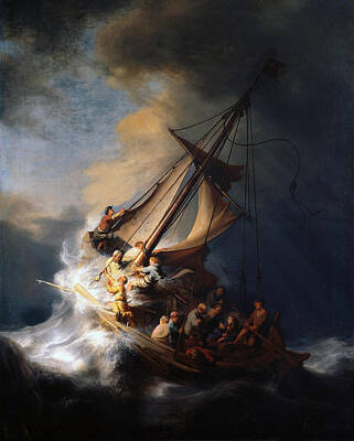 Beach Paintings - The Storm on the Sea of Galilee - Rembrandt by War Is Hell Store