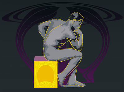 Nudes Digital Art - The Thinker - El pensador by Quim Abella