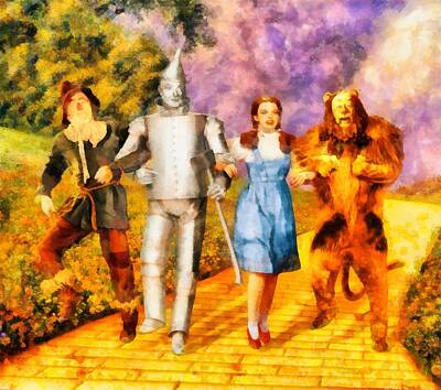 Celebrities Rights Managed Images - The Wizard of Oz Cast Royalty-Free Image by Esoterica Art Agency