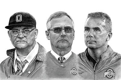 Recently Sold - Football Drawings - Thee Coaches by Bobby Shaw