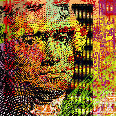 Politicians Digital Art - Thomas Jefferson - $2 bill by Jean luc Comperat