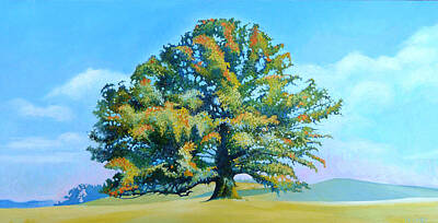 Best Sellers - Politicians Paintings - Thomas Jeffersons White Oak Tree On The Way To James Madisons For Afternoon Tea by Catherine Twomey