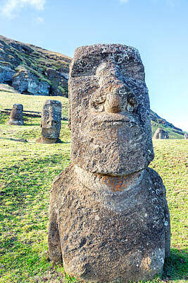 Arf Works - Three Standing Moai Statues by Jess Kraft